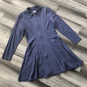 Spot Long Sleeve A-Line Zipper Dress